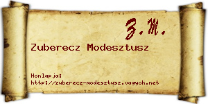 Zuberecz Modesztusz névjegykártya